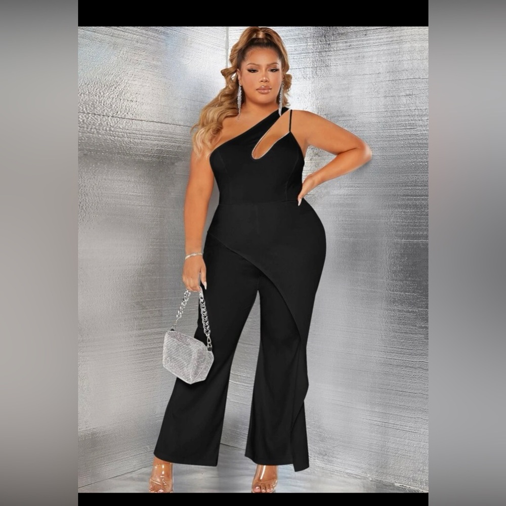SHEIN off the shoulder jumpsuit w/ diamond embellishments